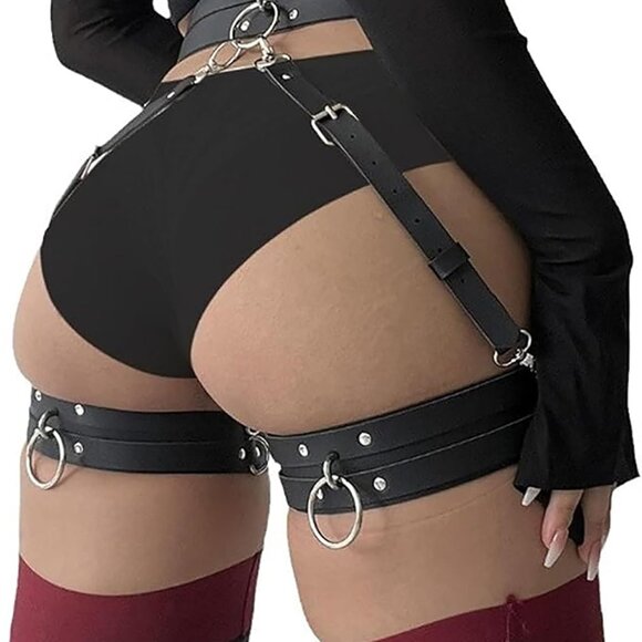 Punk Leather Thigh Harness,Women Punk Belts PU Leather for Women, Waist Leg Gart - Picture 1 of 7